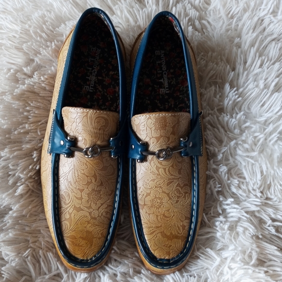 Antonio Cerrelli Mens tan scotch and navy loafers - Picture 6 of 11
